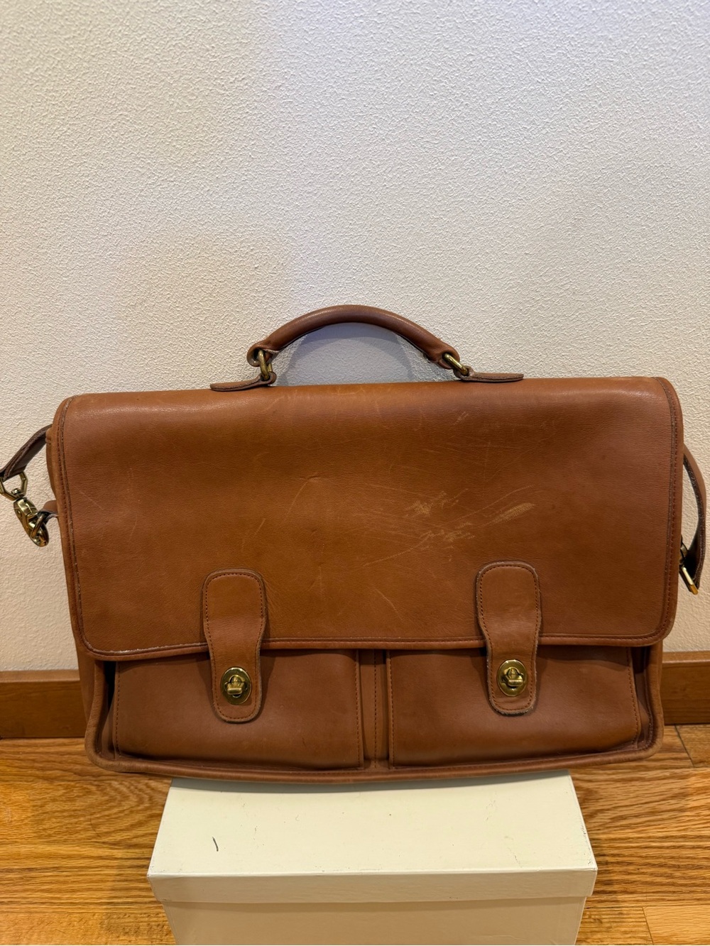 vintage Coach Prescott briefcase in British tan leather 5275